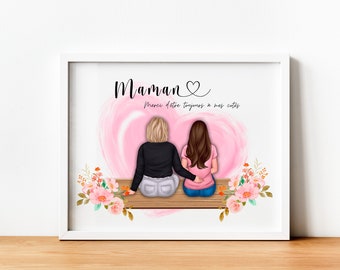 Affiche maman personnalisé - cadeau fête des mères - cadre pour maman portrait - cadeau maman personnalisé