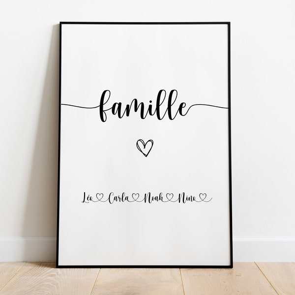 Affiche famille personnalisée avec les prénoms des membres de la famille - cadeau famille - cadre personnalisé maman - cadeau fête des mères