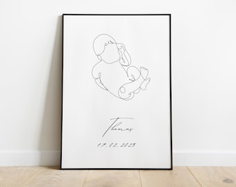 Poster personnalisée pour cadeau de naissance Affiche bébé minimaliste