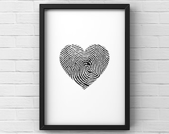 Affiche empreinte de coeur - illustrations cœur amour - Affiche couple amour