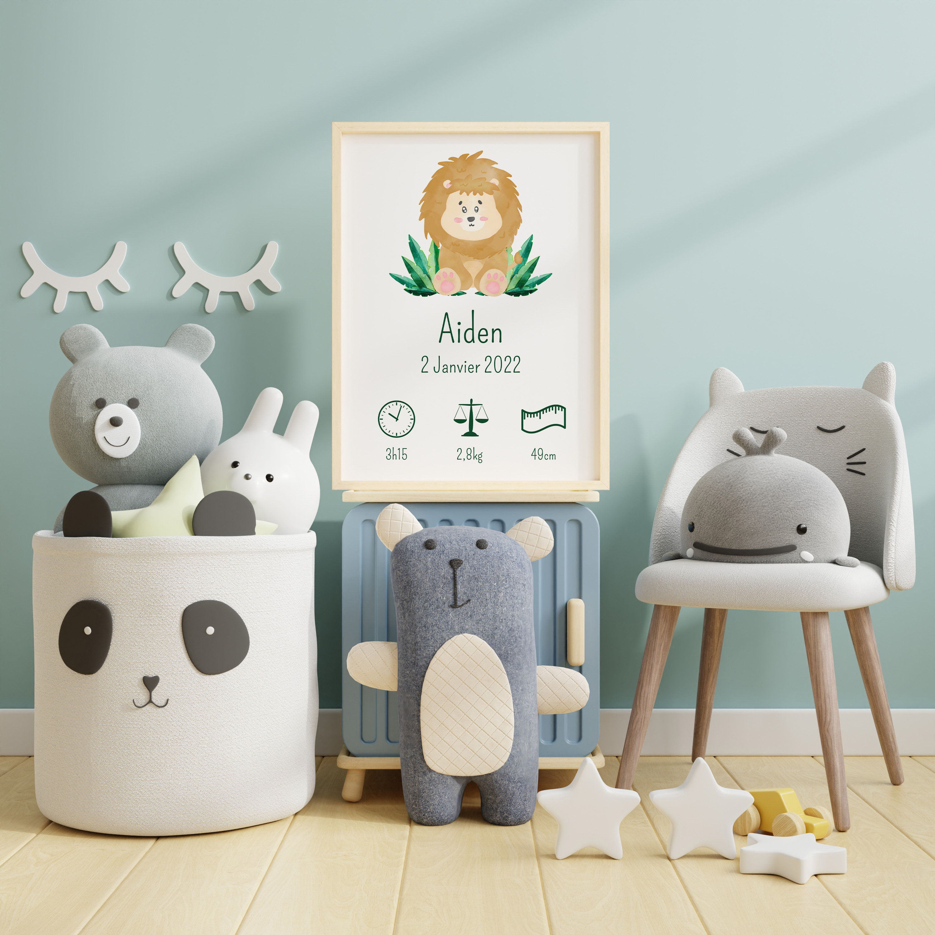 Affiche de Naissance Personnalisée - Affiche Bébé Cadeaux Garçon