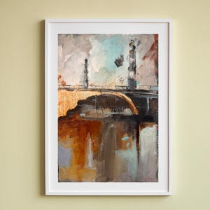 Oil Painting, Original Abstract Oil Painting, Signed Oil Painting Wall Art &quot;Bridge&quot;, Modern Home Decor Artwork, Handmade Oil Paint