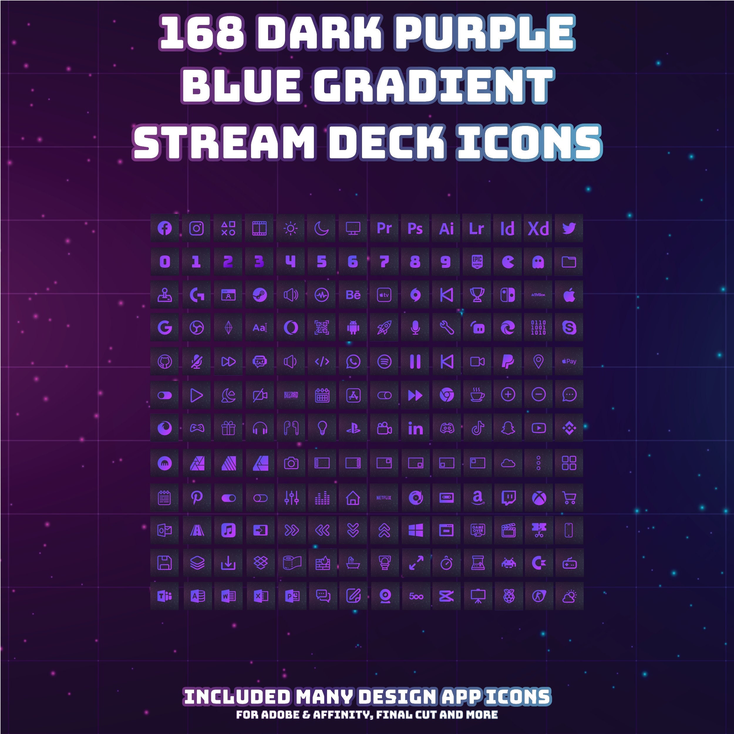 Streamdeck Transparent Background Streamdeck Icons - 168 Dark Blue Purple Gradient on Star Background ...
