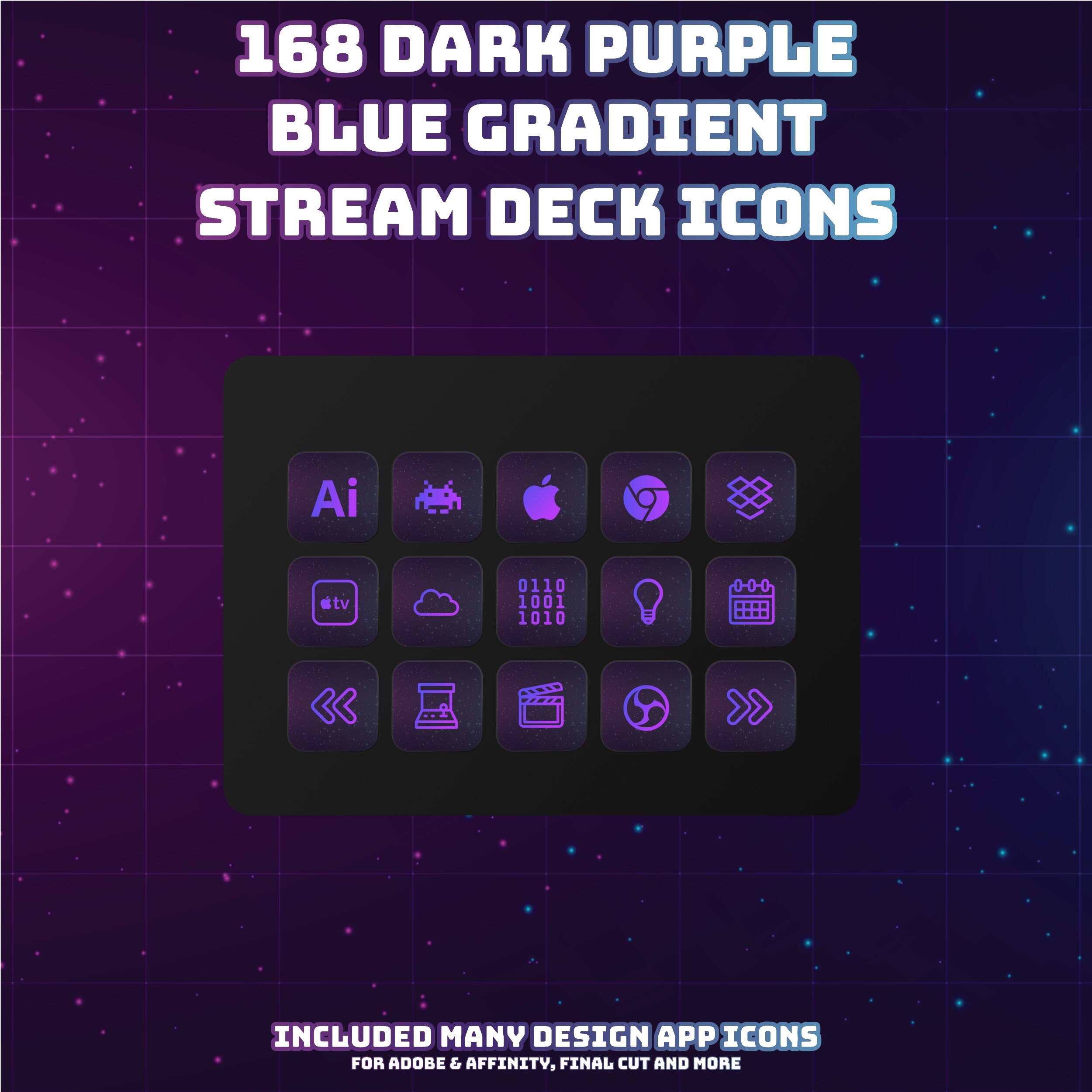 Streamdeck Icons 168 Dark Blue Purple Gradient on Star - Etsy