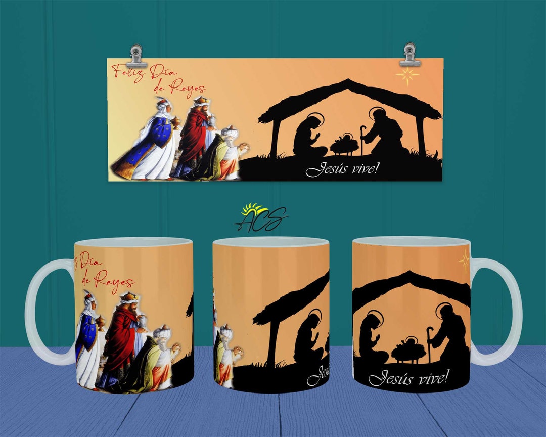 Tres Reyes Magos Digital Art in Spanish and English 11oz Etsy