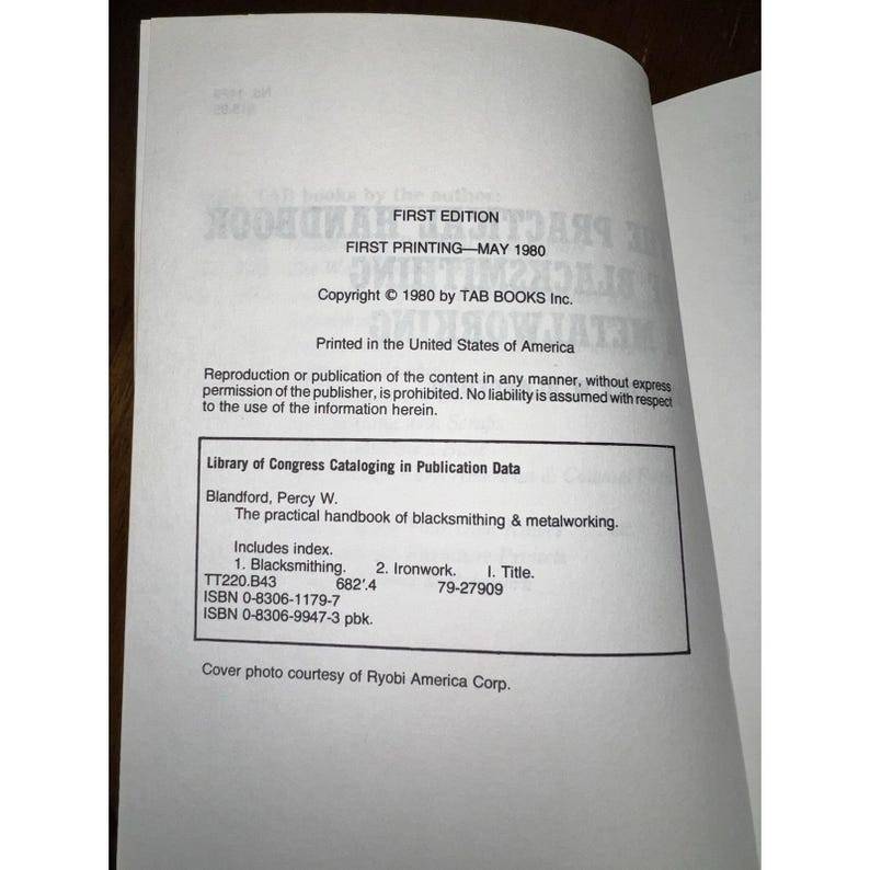 The Practical Handbook Of Blacksmithing & Metalworking - Blandford - 1980 1st Ed immagine 8