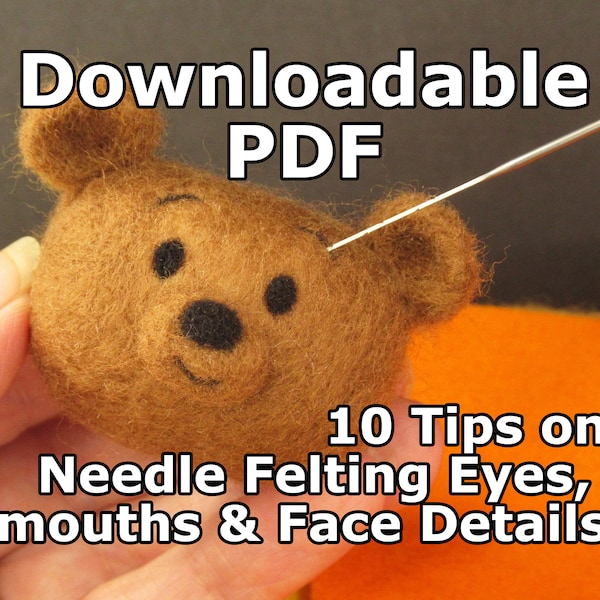 How to Needle Felt Eyes, Mouths, Noses, eyebrows and face details, Downloadable Instructions PDF Beginner's guide to needle felting faces