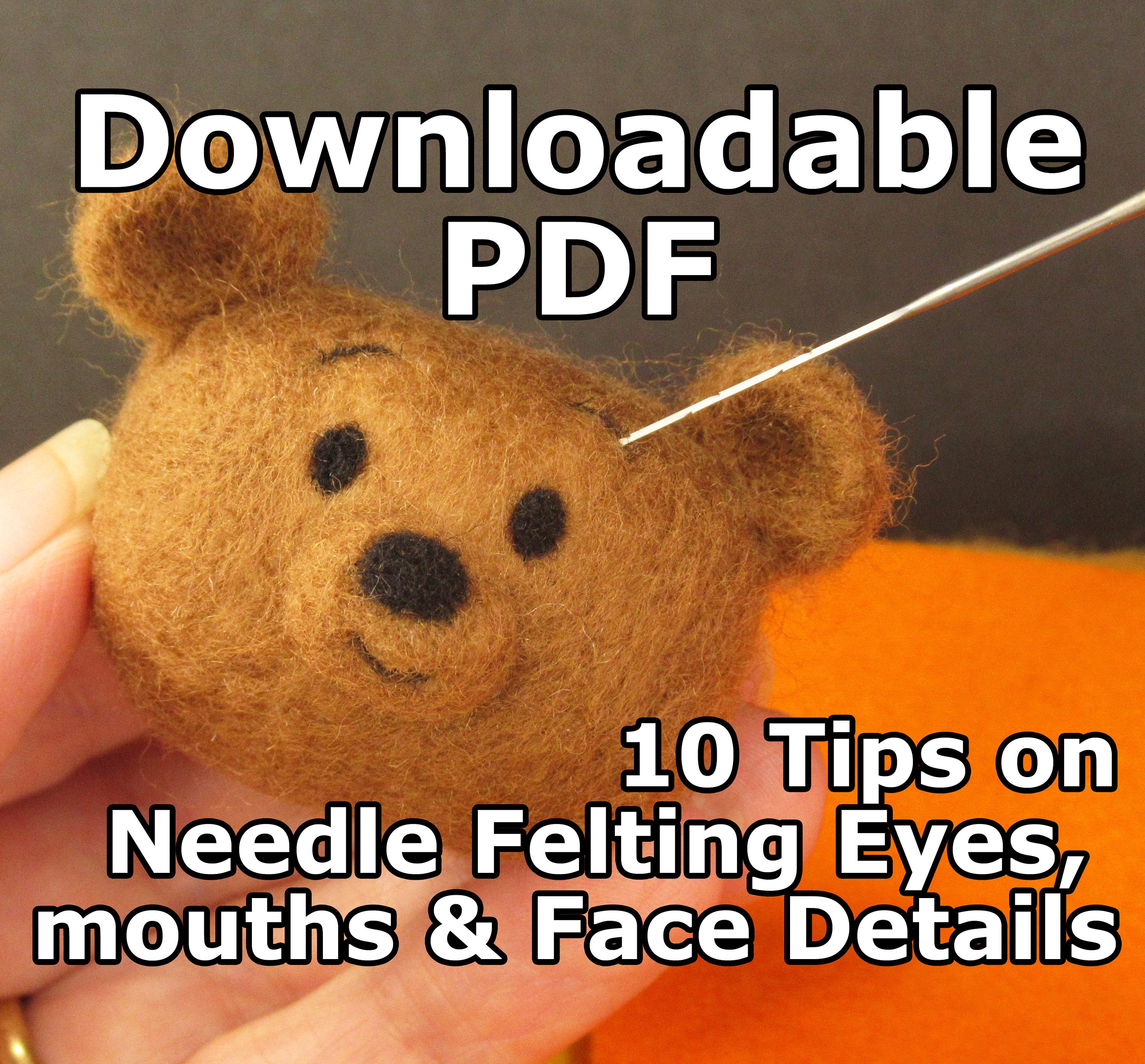 How to Needle Felt Eyes, Mouths, Noses, eyebrows and face details, Downloadable Instructions PDF Beginner's guide to needle felting faces