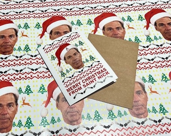 Carte Nick Saban Joyeux Noël de la part de Saint Nick Card