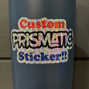 Pick your finish holographic prismatic brushed stitch peeking over window waterproof logo vinyl sticker Easy to customize. Fast shipping image 4