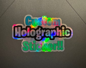 Easily make your own sticker  holographic oil slick waterproof logo vinyl sticker! Easy to customize. Fast shipping!