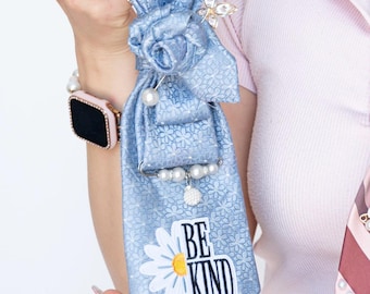 Cravate Cravate™ | SOYEZ GENTIL | Cravate fleurie bleue pour femme en jacquard