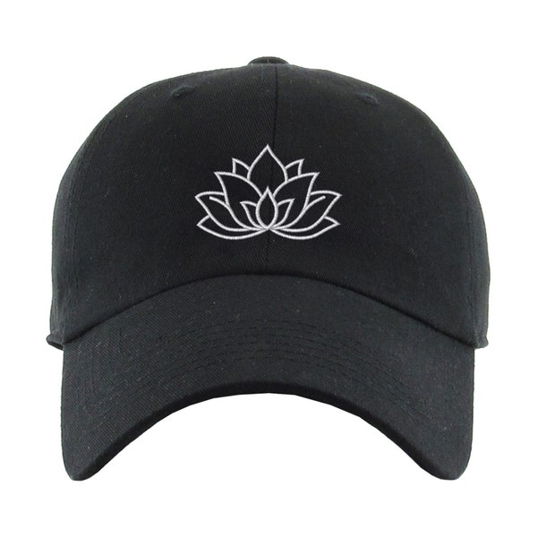 Lotus Flower Plant Baseball Hat, Embroidered Dad Cap, Spring Wildflower Bloom, Unstructured Six Panel, Cute Unisex Adjustable Strap Back