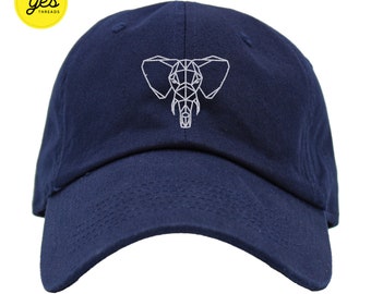 Elephant Baseball Hat, Embroidered Dad Cap, Line Art Animal Elephant, Unstructured Six Panel, Cute Unisex Adjustable Strap Back