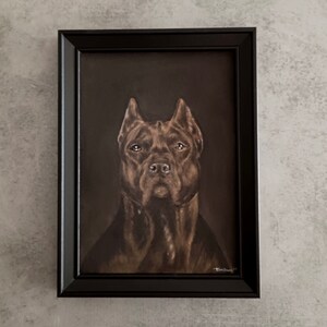 Cane corso, peinture dessinée à la main avec des crayons graphite, encadré, dessin de portrait, cadeau, animaux de compagnie, fait main 24 x 18 cm - pas d'impression