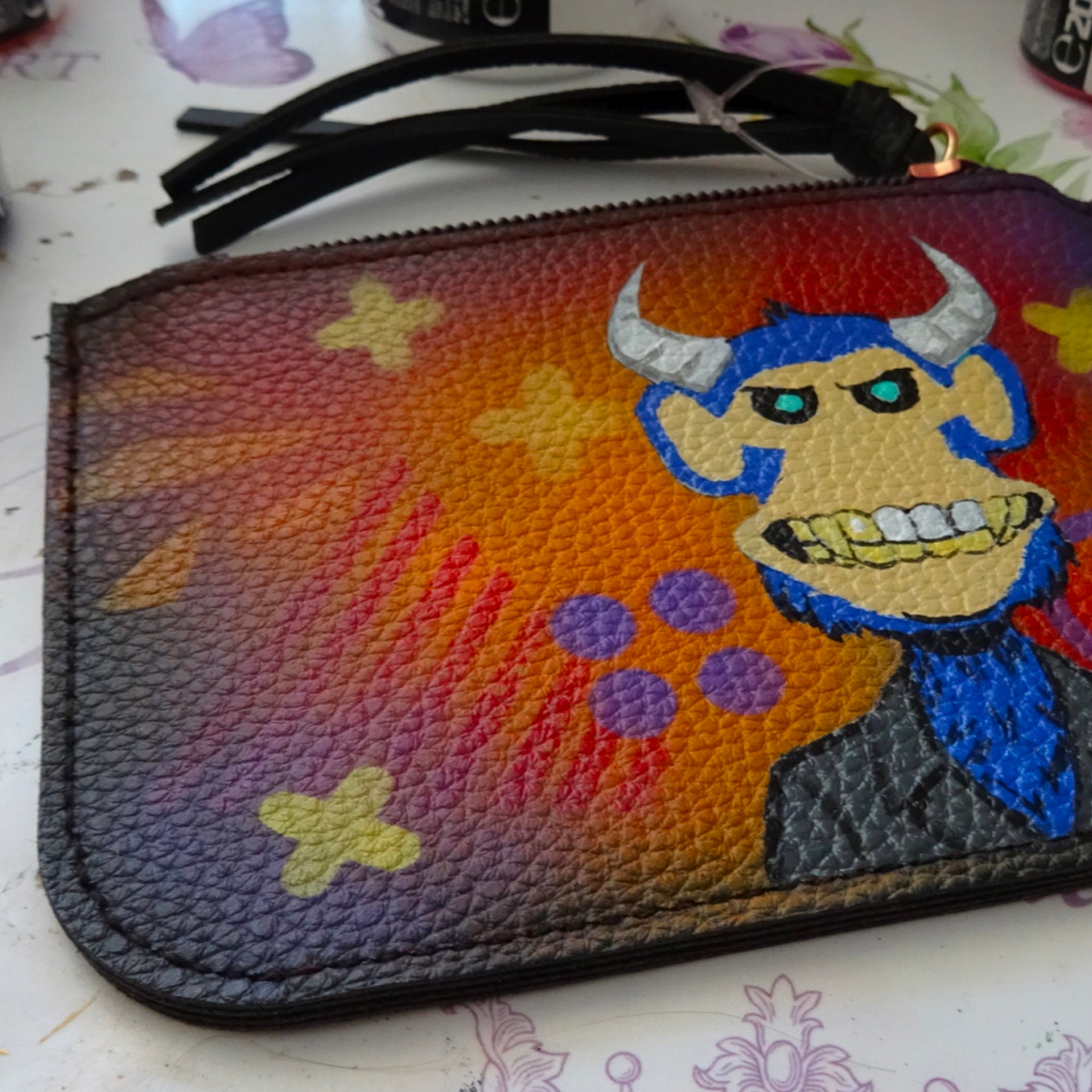 Monkey Hand Painted Wallet NFT Purses 