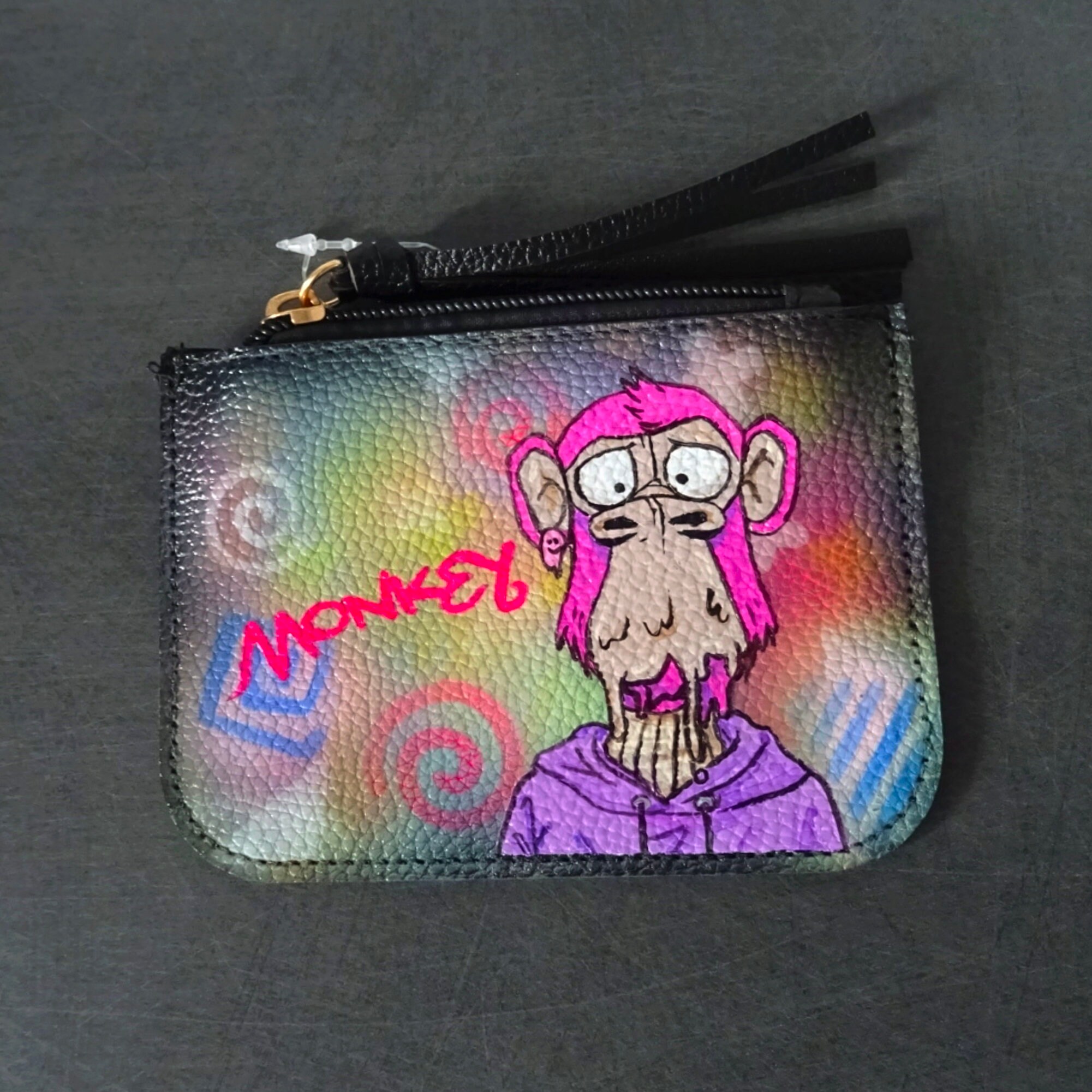 Monkey Hand Painted Wallet NFT Purses 