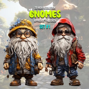 20 Gnome Digital Downloads | Set #1 | High Resolution 300dpi | DIY Art and Crafts | Clipart | Gnome PNG | Transparent PNG | Digital Download