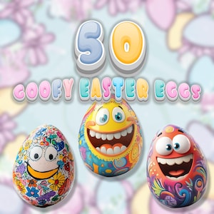 50 Goofy Easter Egg PNGs | Digital Download | Transparent Stickers & Decals | Commercial Use