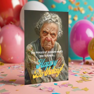 Funny Senior Lady Birthday Card, Humorous Old Woman Digital Print, Happy Birthday Greeting, Printable Elderly Woman Card image 5