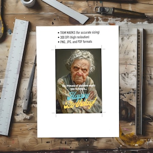Funny Senior Lady Birthday Card, Humorous Old Woman Digital Print, Happy Birthday Greeting, Printable Elderly Woman Card image 6