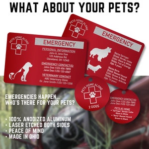 Emergency Pets At Home Card ID - Aluminum Laser Etched