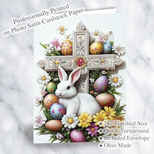 Religiöser Osterhasen Karte - 13x18cm - Grußbild mit Umschlag auf elegantem Satinkarton