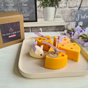 Cheese & Mouse candle; birthday gift; perfect gift for cheese lover; Personalized cheese birthday card (Optional)