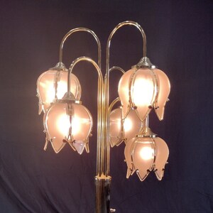 Lotus Table Lamp, 5-Flower, Blush Pink Glass & Brass - request shipping quote