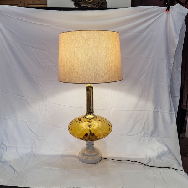 Amber Glass Lamp, Hollywood Regency