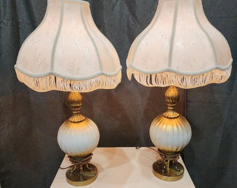 Mid Century Lamps (2) - Shipping is NOT Included - opalescent table lamp
