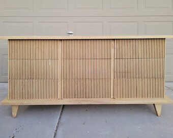 Midcentury Modern Dresser, Faux-Bamboo, 9 Drawer "Bali-Hi" from American of Martinsville  - ask for shipping estimate