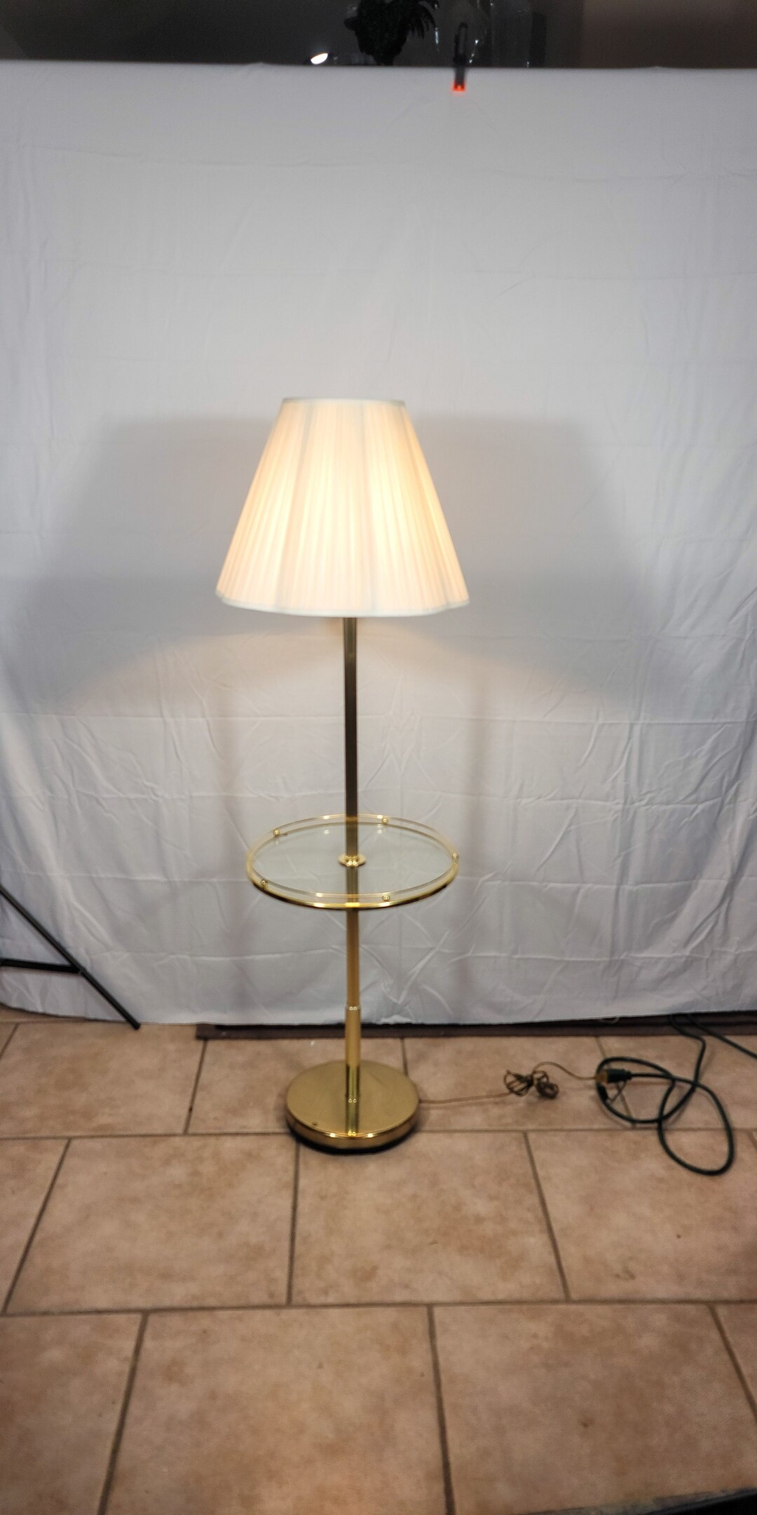 MCM Brass Floor Lamp With Glass Top Table Message Seller for Etsy