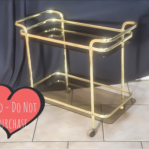 Brass Bar Cart with smoked glass tiers