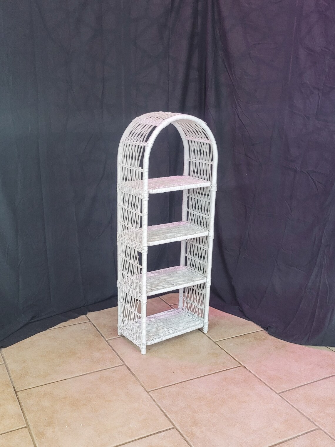 Wicker Shelving Unit White Painted Rattan Storage Etsy Ireland