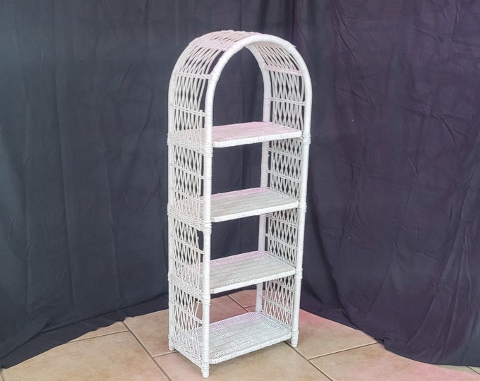 Wicker Shelving Unit, White Painted Rattan Storage Etsy