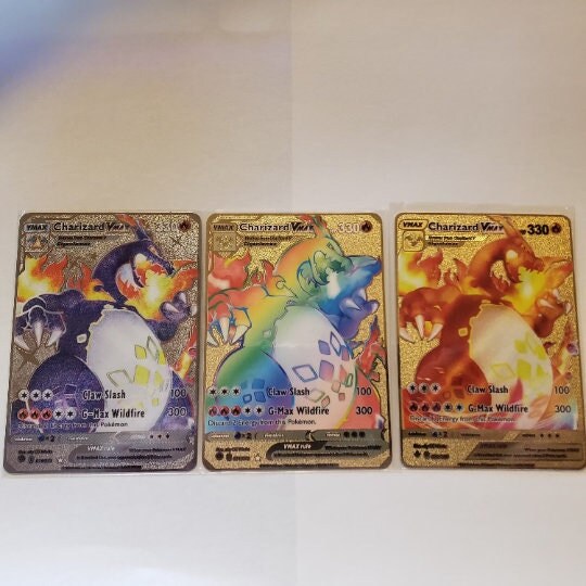 Carta Pokémon Customizada Charizard V Shiny Metal Dourado