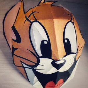 Modello maschera Jerry,Jerry,Maschera di carta 3D,Maschera di carta,Modello digitale,Download PDF fai da te