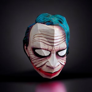 Joker Mask Template,3D Paper Mask,Papercraft Mask,Digital Template,PDF Download DIY