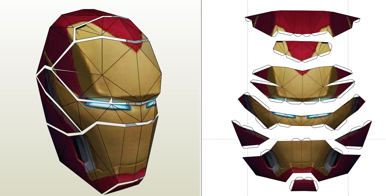 Ironman Mask Template,low Poly,ironman,3d Paper Mask,ironman Maske