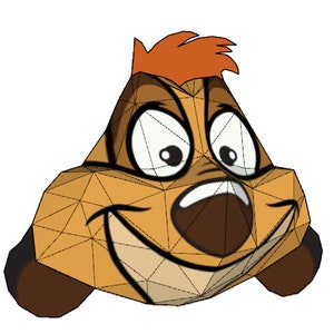 Modello maschera Timon, Timon, maschera di carta 3D, Re Leone, maschera di carta, modello digitale, download PDF fai da te