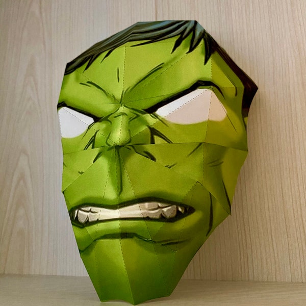 Hulk Mask Template,Hulk,3D Paper Mask,Hulk Maske Papier,Papercraft Mask, Basteln für Kinder,Origami,Digital Template,PDF Download DIY