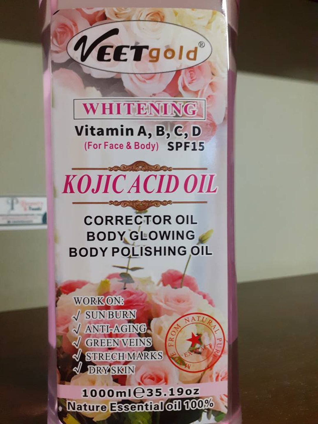 Veetgold Whitening Kojic Acid Oil 1000ml for Face & Body Etsy