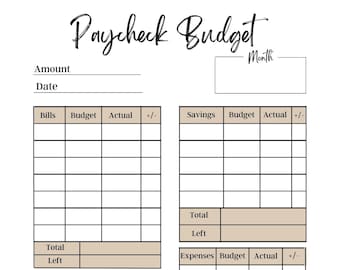 Paycheck Budget Overview Template, Paycheck Budget Printable, Budget Sheet, Budget Planner, Budget Template, GoodNotes Budget, Finance