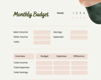 Digital Expense and Budget Tracking Template, Monthly Budget Template ,Goodnotes, Budget Sheet,PDF, Personal Finance Planner, Finance