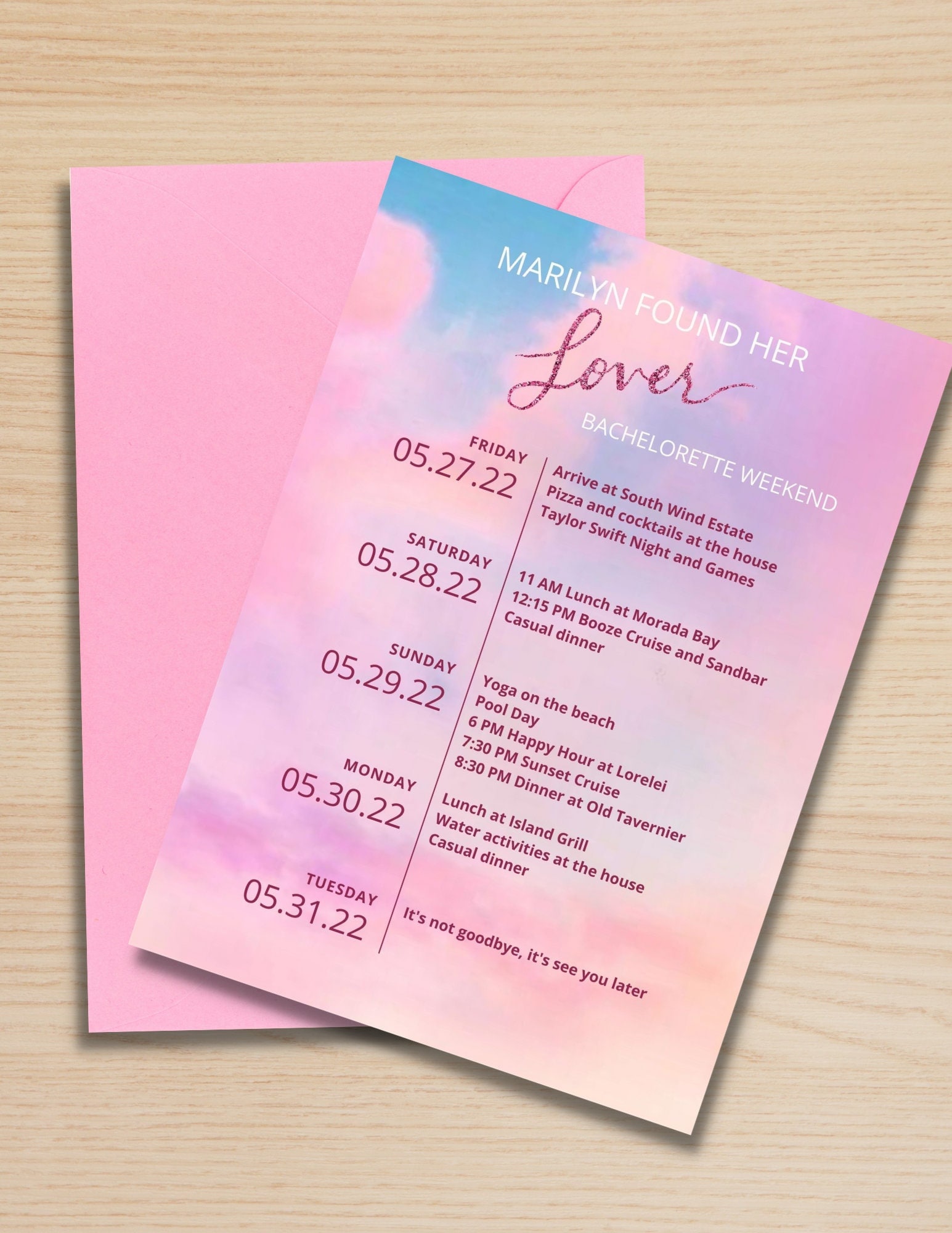 Bachelorette itinerary template | Taylor Swift Bachelorette Party | Taylor Swift Poster | Itinerary Template | Swiftie