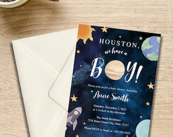 Space Baby Shower Invitation, Outer Space Baby Shower theme, Editable Baby Shower Invitation,  Printable Baby Shower Invitation