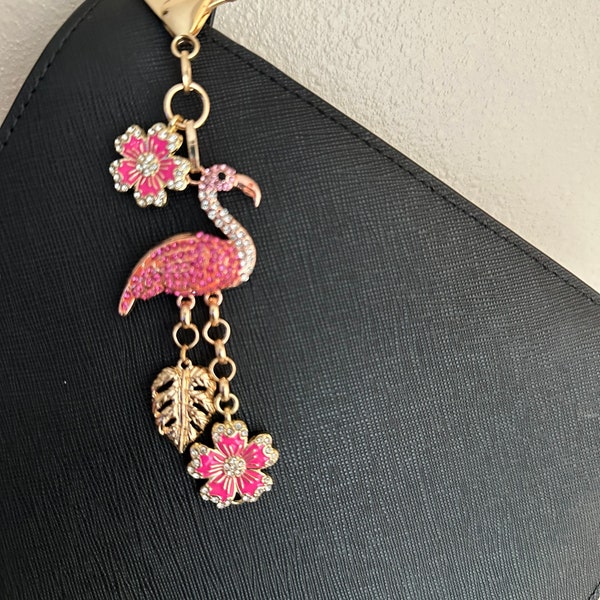 Purse charm/ pink flamingo charm