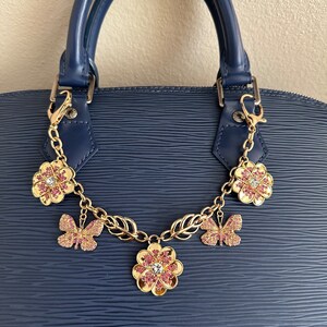 Charm de cadena, charm de bolso con mariposas