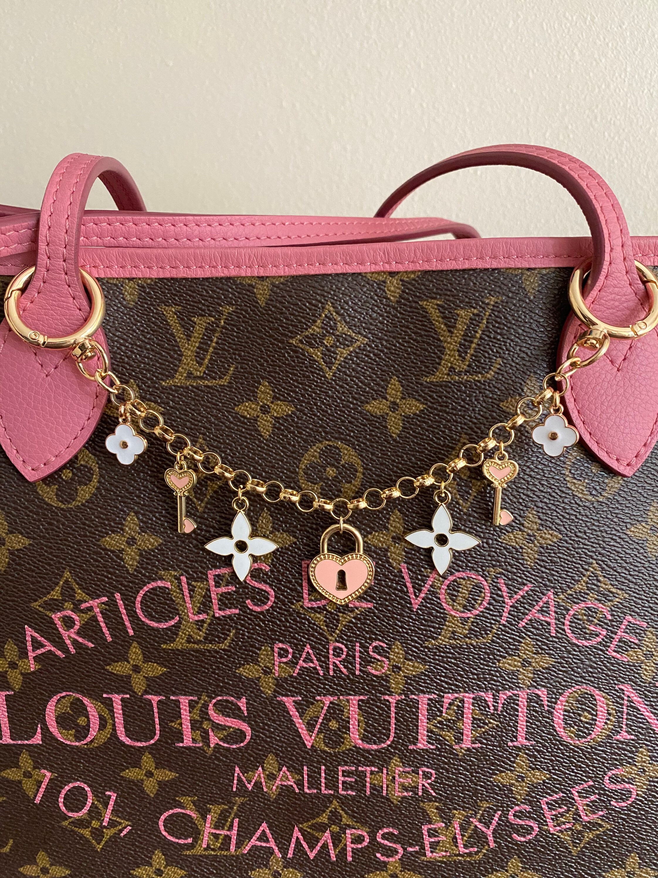 Little Luxuries Designs Louis Vuitton Style Quatrefoil Flower Keychain/Bag Charm